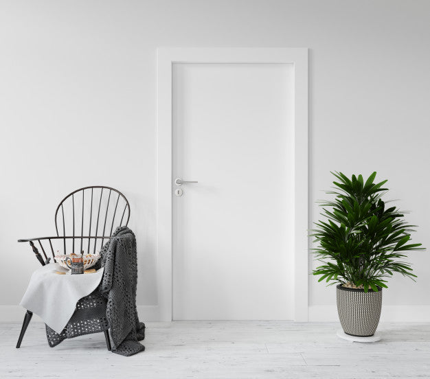 Wall With Blank Door Mockup Psd
