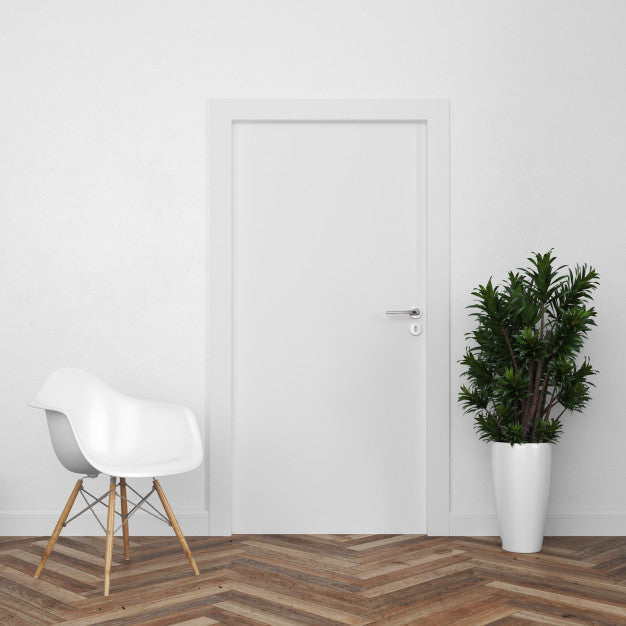 Wall With Blank Door Mockup Psd