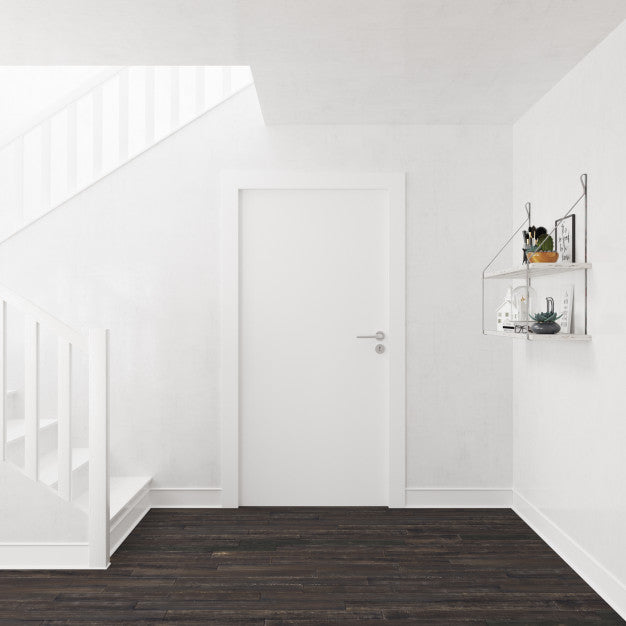 Wall With Blank Door Mockup Psd