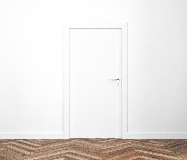 Wall With Blank Door Mockup Psd
