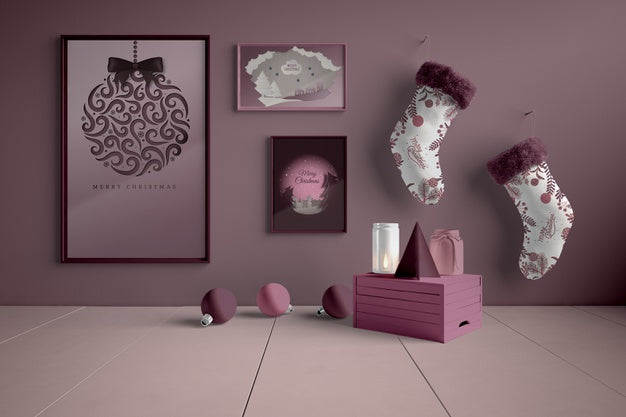 Wall With Decorations For Christmas Psd