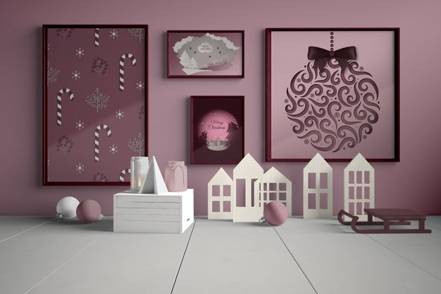 Wall With Painting Collection For Christmas Psd
