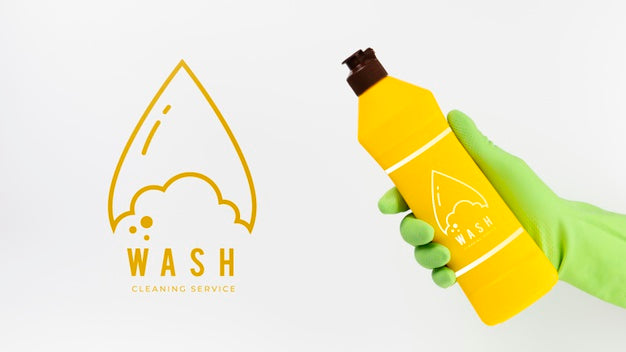 Wash Cleaning Service And Detergent Container Psd
