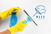 Wash Cleaning Service And Protection Gloves Psd