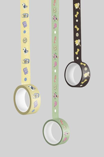 Washi Tapes Mockup Design Hanging Isoalted Psd