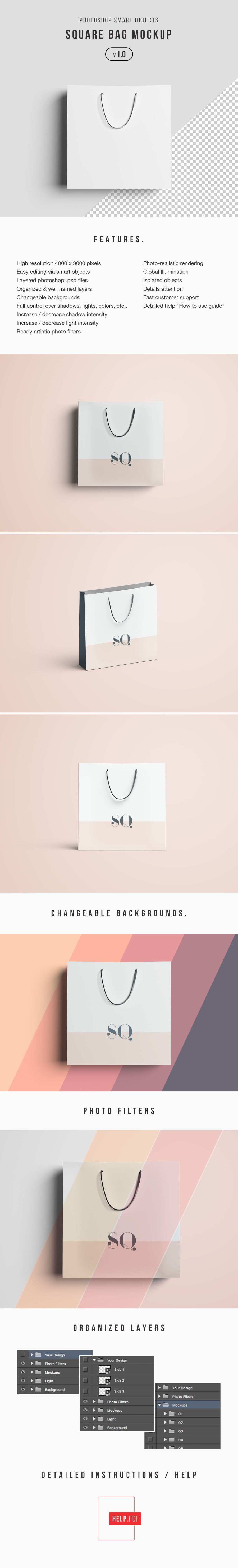 Square White Shopping Bag Mockup