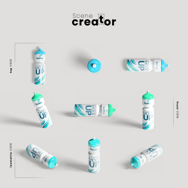 Water Bottles For Gym Mock-Up Psd