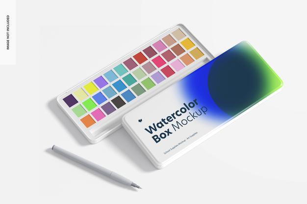 Watercolor Boxes Mockup Psd