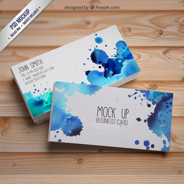 Watercolor Business Card Mockup Set