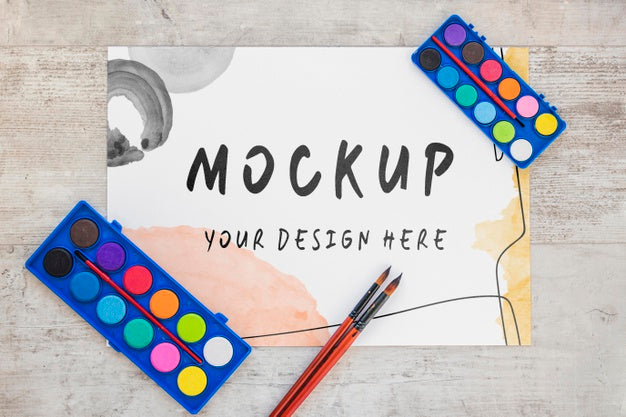 Watercolor Elements Assortment With Mock-Up Psd