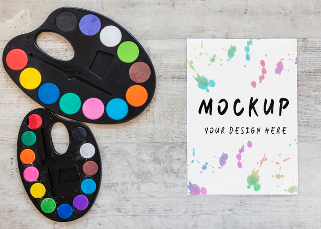 Watercolor Elements Composition With Mock-Up Psd