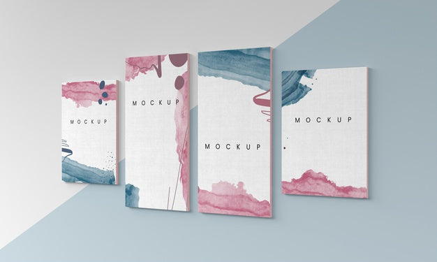 Watercolor Painting Collection On Canvas Psd