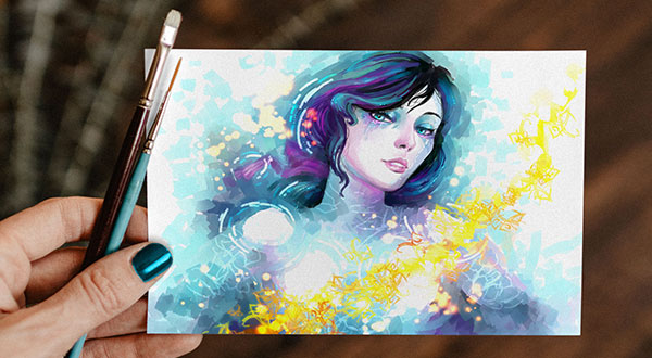 Watercolor Painting Greeting Card Mockup Psd