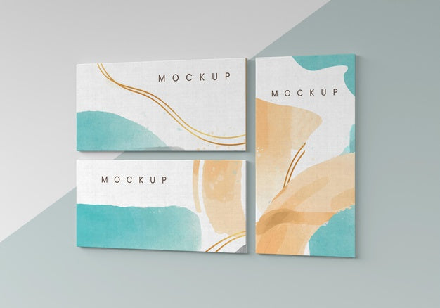 Watercolor Painting On Canvas Collection Psd