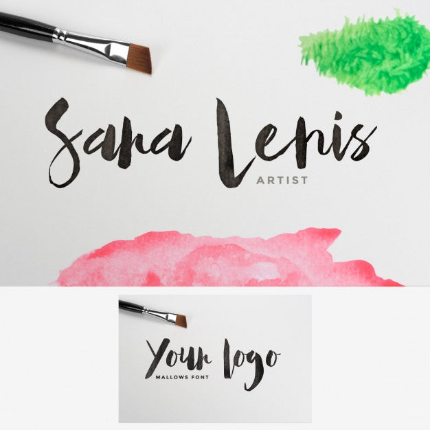 Watercolor Stained Logo Mock Up Psd