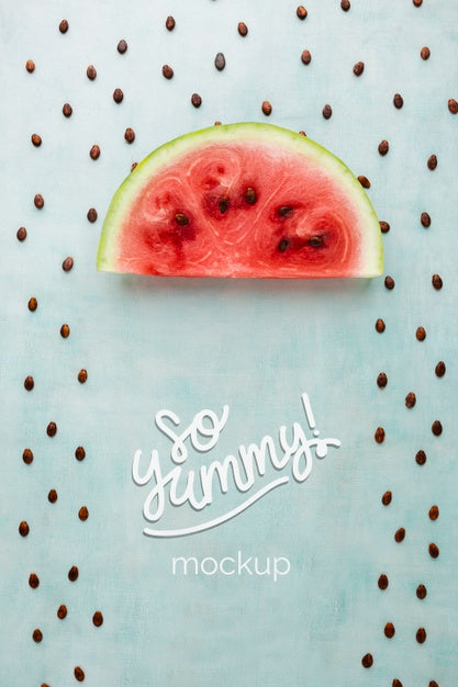 Watermelon Slice And Seeds Rain Mock-Up Psd