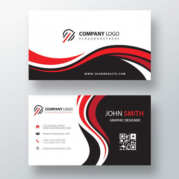 Wavy Red And Black Corporate Card Psd