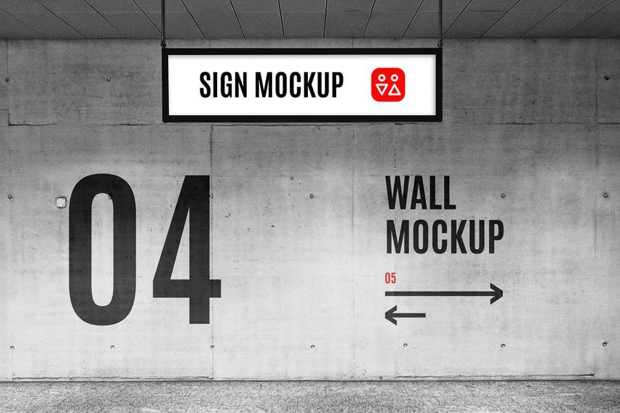 Wayfinding Sign & Wall Mockup