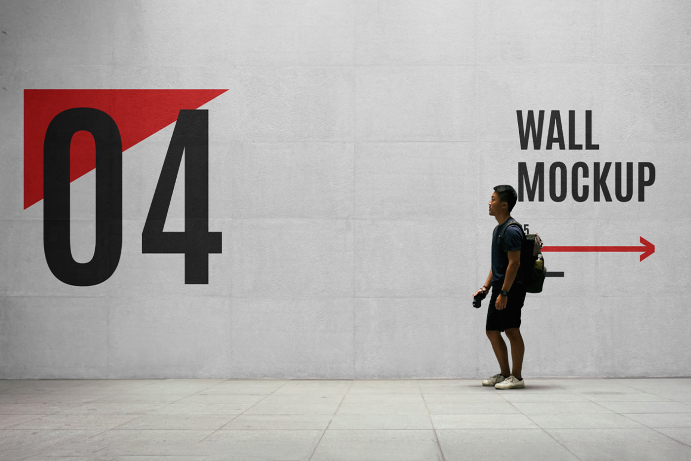 Wayfinding Wall With Men Mockup
