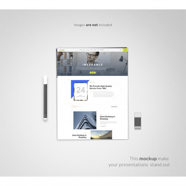 Web Page On White Background Mock Up Psd