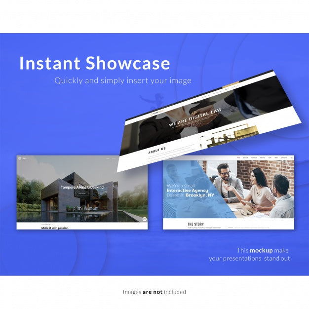 Web Pages On Blue Background Mock Up Psd