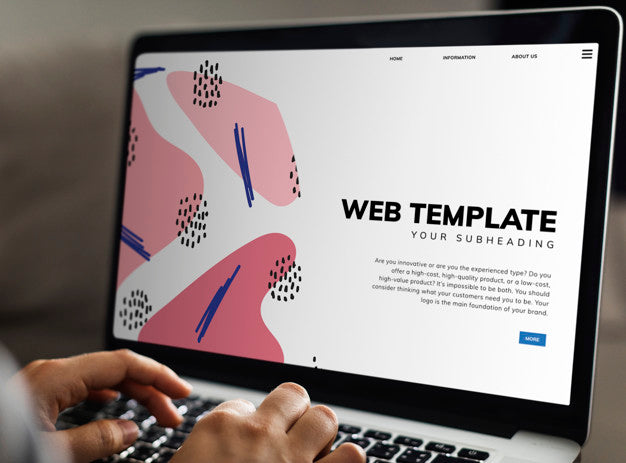 Website Template On Laptop Screen Psd