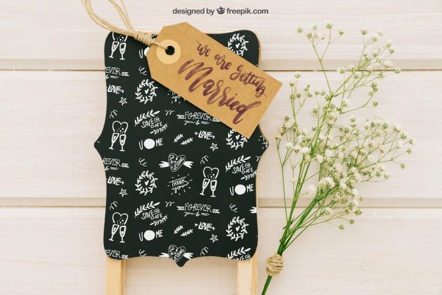 Wedding Badge And Label With Bouquet Of Flowers Psd