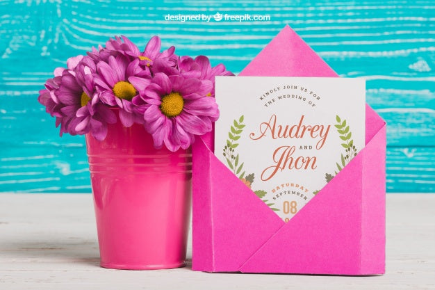 Wedding Concept With Flower Pot Psd