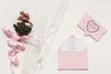 Wedding Decoration In Pink Tones With Invitation And Flowers Psd