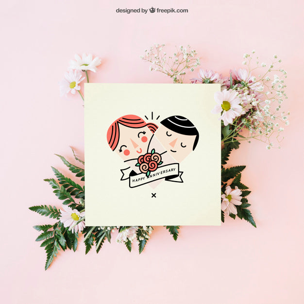 Wedding Decoration With Cute Card Psd