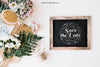 Wedding Decoration With Slate And Flowers Psd
