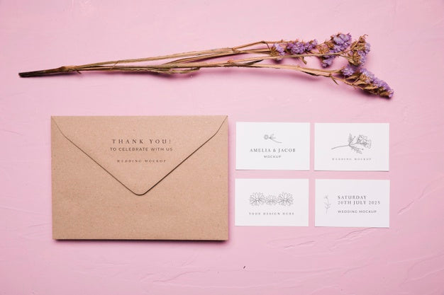 Wedding Envelope Style Mock-Up Psd