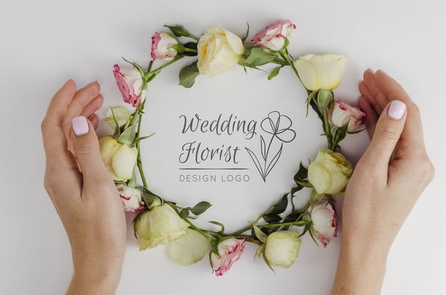 Wedding Florist With Arrangement Of Roses Psd