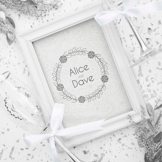 Wedding Frame On Table Psd