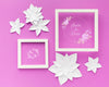 Wedding Frame With Paper Flowers On Purple Wallpaper Psd