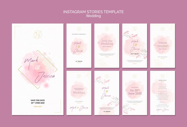 Wedding Instagram Stories Template Mock-Up Psd