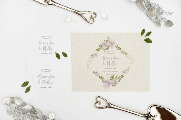 Wedding Inviation On Desk Psd