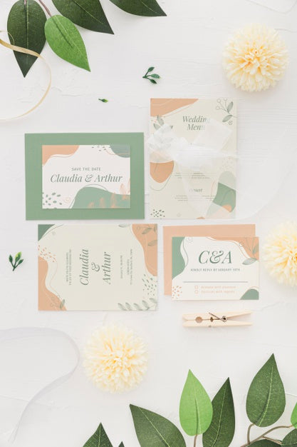 Wedding Invitation Arrangement With Flowers Psd