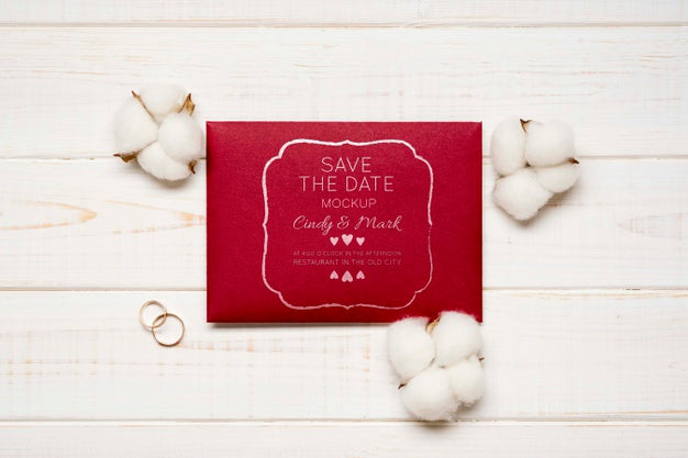 Wedding Invitation Card With Cotton Psd