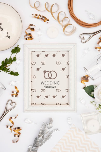 Wedding Invitation Frame With Mock-Up Psd