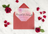 Wedding Invitation In An Envelope With Roses Psd