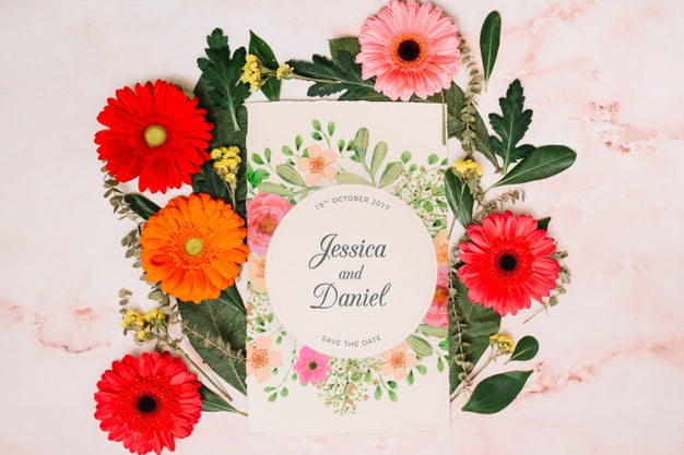 Wedding Invitation Mockup With Floral Concept Psd