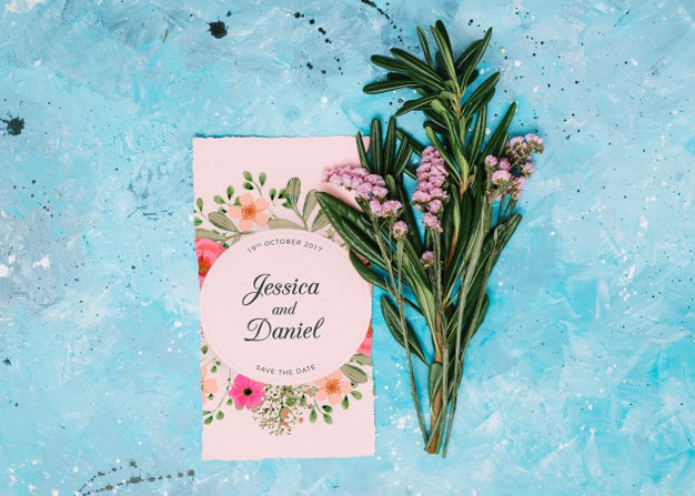 Wedding Invitation Mockup With Floral Concept Psd