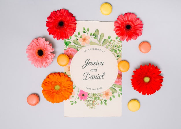 Wedding Invitation Mockup With Floral Concept Psd