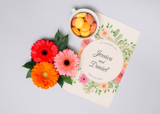 Wedding Invitation Mockup With Floral Concept Psd