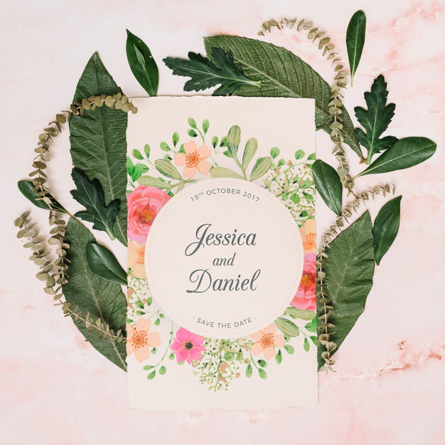 Wedding Invitation Mockup With Floral Concept Psd