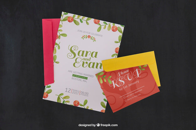 Wedding Invitation Set Mockup Psd