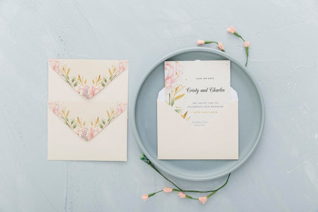Wedding Invitation With Envelope Mock-Up Psd