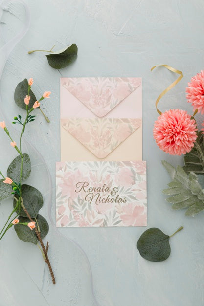 Wedding Invitation With Envelopes Psd