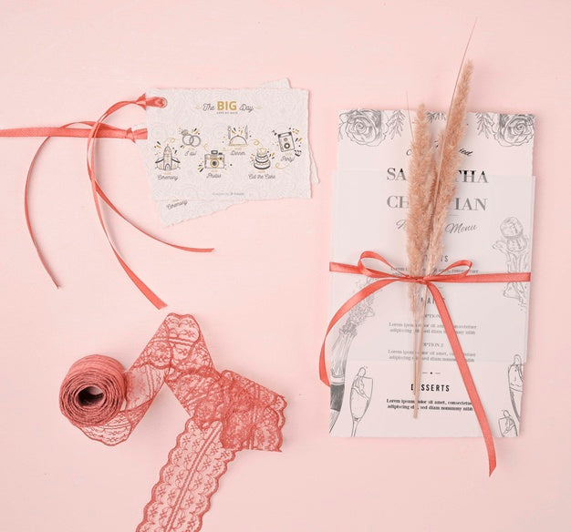 Wedding Invitation With Flat Lay Psd